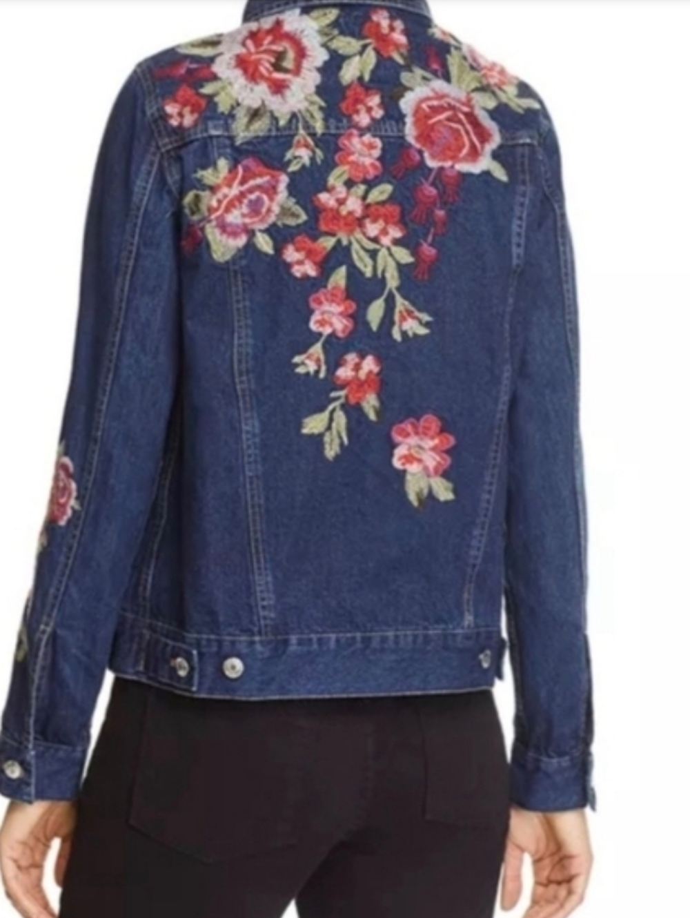 Johnny Was Workshop Desi Denim Jacket Embroidered Blue Jean Jacket Size Large - Picture 2 of 13